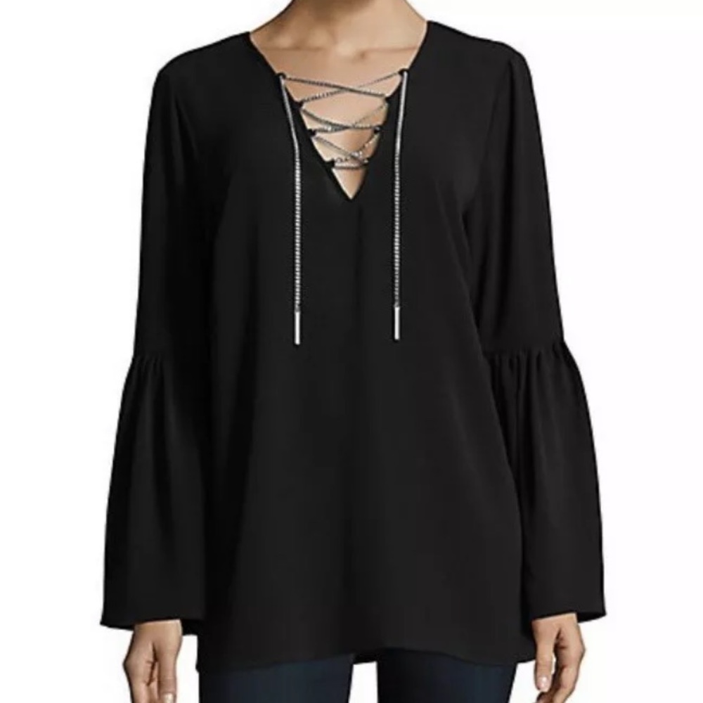 Michael Kors women bell sleeve black shirt small S